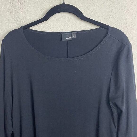 Lisa Bayne Black Asymmetrical Tunic Top S – Shark Bite Hem‎ Whimsigoth Witchy - Picture 2 of 4